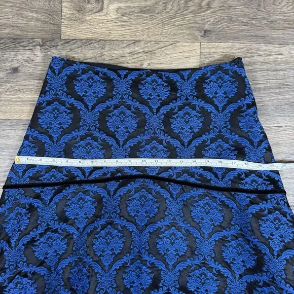 Shrine Of Hollywood Tapestry Vintage Goth Black Blue Maxi Skirt Sz S Long